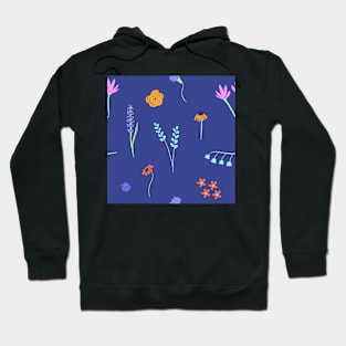 Florals on a Blue Background Hoodie